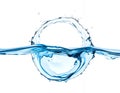 Clear blue water splash forming a circular wave liquid Royalty Free Stock Photo