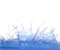 Clear blue water splashing isolate on white background Royalty Free Stock Photo