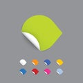 Clear button - arrow. Colorfully paper sticker with white rolled