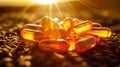 Transparent Vitamin D and Omega Fatty Acids Capsules - Generative AI Royalty Free Stock Photo