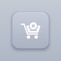 Clear cart gray vector button with white icon