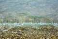 Clear, clean sea wave rolls onto a pebble beach Royalty Free Stock Photo