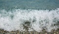 Clear, clean sea wave rolls onto a pebble beach Royalty Free Stock Photo