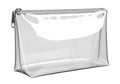 Clear cosmetic bag with zipper closure for travel and organization Royalty Free Stock Photo