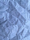 Clear crumpled line paper texture background, blank sheet notebook Royalty Free Stock Photo