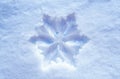 Clear Crystal Snowflake on Fresh Snow Royalty Free Stock Photo