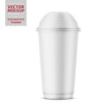 Clear disposable plastic cup with dome lid. Royalty Free Stock Photo