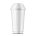 Clear disposable plastic cup with dome lid. Royalty Free Stock Photo