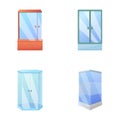 Clear door icons set cartoon vector. Various transparent glass door Royalty Free Stock Photo