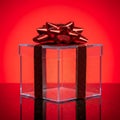 Clear Gift Box with Red Bow Royalty Free Stock Photo