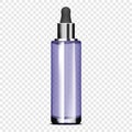 Clear glass bottle with dropper cap on transparent background, realistic vector mockup. Cosmetic serum packaging, template Royalty Free Stock Photo