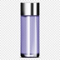 Clear glass bottle with metal cap on transparent background, realistic vector mock-up. Cosmetic product packaging, template Royalty Free Stock Photo