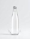 Clear Glass Bottle with Water Splash on White Background Royalty Free Stock Photo