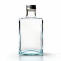 Clear Glass Bottle On White: Matte Photo With Anaglyph Effect