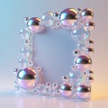 Clear Glass Bubble Square Frame with Iridescent Reflections border bubbles Royalty Free Stock Photo