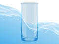 Clear glass with crystal water. Bubbles, wave. Royalty Free Stock Photo