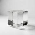 Clear Glass Cube Object with Sharp Edges on White Background transparent Royalty Free Stock Photo