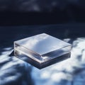 Clear Glass Cube Reflecting Sky and Clouds Royalty Free Stock Photo