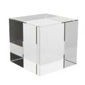 Clear Glass Cube with Sharp Edges and Reflections on White Background crystal transparent Royalty Free Stock Photo