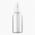 Clear glass dropper bottle, isolated on transparent background. Medical containers, Realistic packaging mockup template. 3d Vector Royalty Free Stock Photo