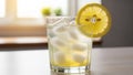 Fresh lemon slice is decoratively placed on the rim. The glass Royalty Free Stock Photo