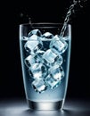 Glass of Water with Ice Cubes on Black Background Royalty Free Stock Photo