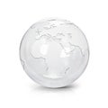 Clear glass globe 3D illustration europe and africa map