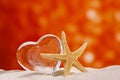 Clear glass heart with starfish