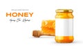 Clear Glass Honey Jar Mockup for Packaging Label 3D Rendering on Isolated Background