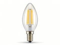 Clear Glass LED Candle Light Bulb Energy Efficient E14 Filament Design AI generated. Royalty Free Stock Photo