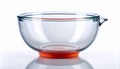 Clear Glass Mixing Bowl with Orange Rubber Base on White Background Royalty Free Stock Photo
