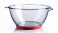 Clear Glass Mixing Bowl with Red Base Isolated on White Background Royalty Free Stock Photo