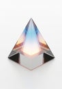 A clear glass pyramid sits on a plain white background. The Royalty Free Stock Photo