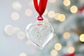 clear glass sphere bauble ornament in heart shape Royalty Free Stock Photo