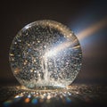 A clear glass sphere containing numerous small bubbles is depicted, creating a Royalty Free Stock Photo