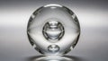 Clear Glass Sphere with Internal Bubbles and Refractions on a Gray Background image photo Royalty Free Stock Photo
