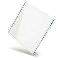 Clear Glass Square Sheet with Reflective Surface and Green Edges on White Background transparent Royalty Free Stock Photo