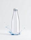Clear Glass Water Bottle with Splash on White Background Royalty Free Stock Photo