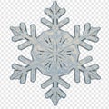 Clear, Glassy Six-Pointed Snowflake Ornament, Transparent Background Royalty Free Stock Photo