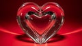Clear Heart Sculpture on Red Background Royalty Free Stock Photo