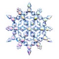 Clear holographic glass snowflake on white background