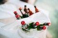 Budva, Montenegro - 07 august 2020: A clear ice bucket with full bottles of light and dark beer and a white napkin on