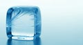 Clear Ice Cube on Blue Background Royalty Free Stock Photo