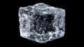 Clear Ice Cube with Bubbles on Black Background for Frosty Imagery Royalty Free Stock Photo