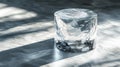 Clear Ice Cube on Gray Surface with Shadow and Light Royalty Free Stock Photo