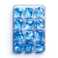 Clear ice cube tray with blue ice Royalty Free Stock Photo
