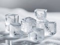 Clear ice cubes arranged on a pure white backdrop suitable for chilling drinks and mixology Royalty Free Stock Photo