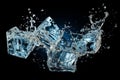 Clear ice cubes falling in motion on black background for cold drink advertisement and marketing Royalty Free Stock Photo