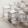 Clear ice cubes with slight cracks Royalty Free Stock Photo