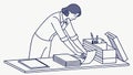 Person Organizing Documents, Office Productivity and Efficiency, vector design Generative AI Royalty Free Stock Photo